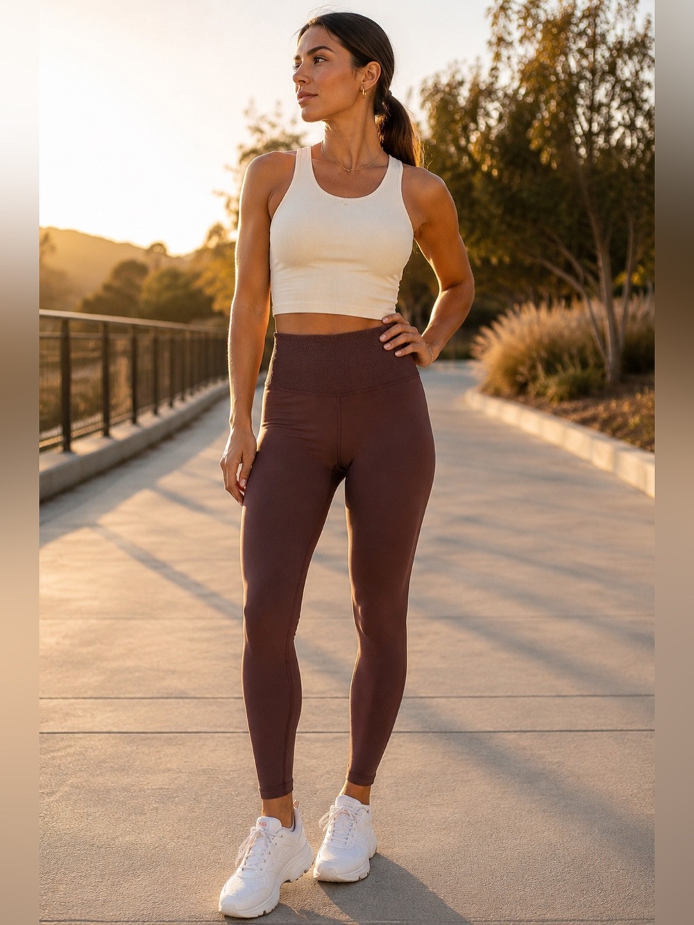 NWOT FREE PEOPLE MOVEMENT Good Karma High Rise Leggings XS/S Brown Seamless Yoga